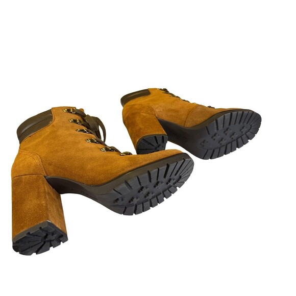 Sam Edelman Caroleena Lace Up Eyelets Block Heel Booties 8M Brown Suede Leather - Picture 6 of 9